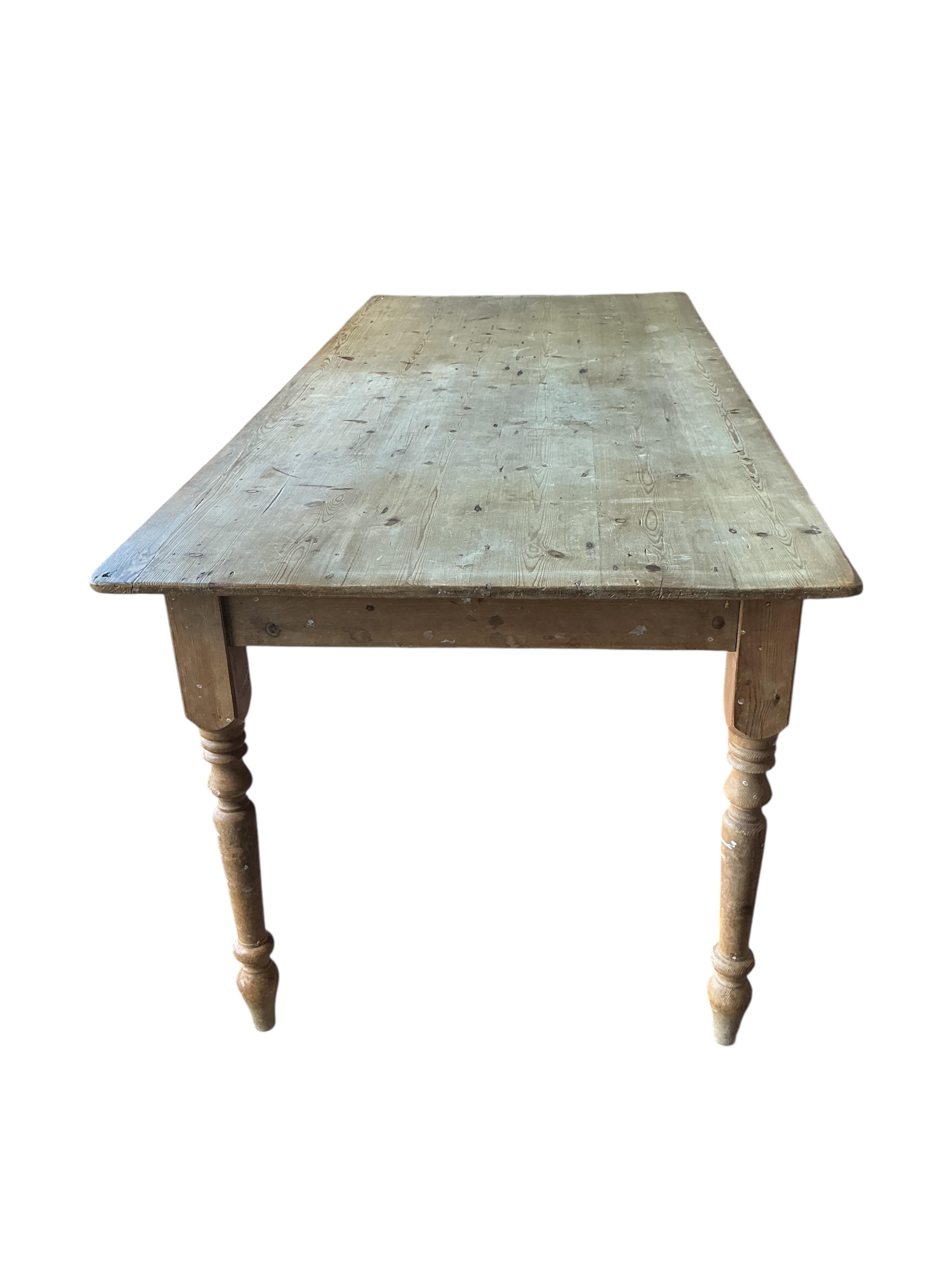 A Victorian style rectangular pine kitchen table, width 190cm, depth 82cm, height 75cm